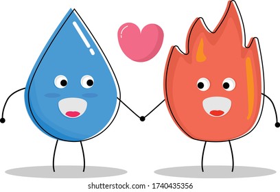 illustration of fire and water falling in love