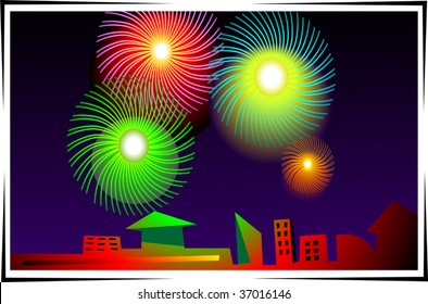 Illustration of fire works	