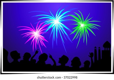 Illustration of fire works	