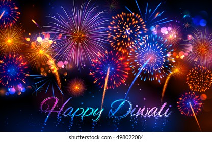 illustration of firecracker on Happy Diwali Holiday background for light festival of India