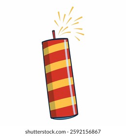 Illustration of Firecracker Representing Entertainment Industry Isolated on White Background. Firecracker Symbolizing Celebration, Vector Firecracker for Fun Industry
