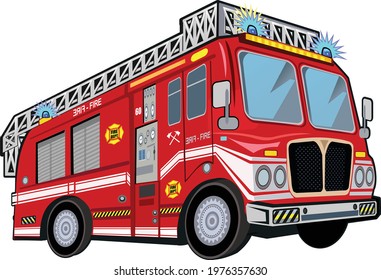 illustration of a firefighter car