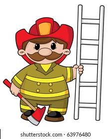 illustration of a firefighter with the equipment