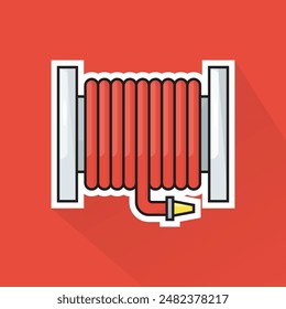 Illustration of Firefighter Fire Hose in Flat Design