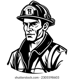 Illustration of firefighter , isolated on white