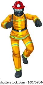 Illustration of a firefighter on a white background