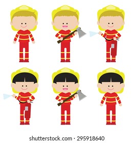 Illustration of firefighter on a white background