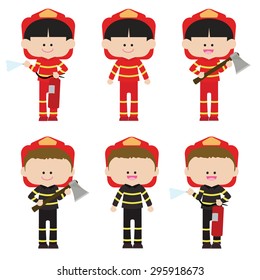Illustration of firefighter on a white background