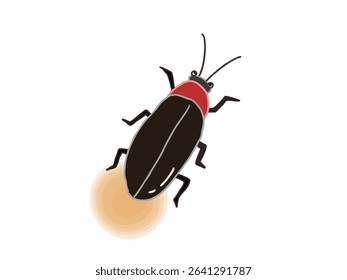 Illustration of a firefly emitting light from its butt
