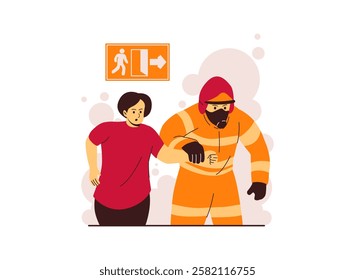 Illustration of an Fireman Firefighter Rescue people
