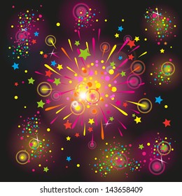 illustration with fireworks