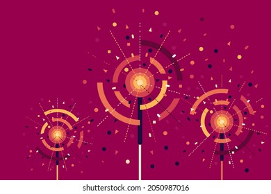 Illustration of fireworks. Concept for Diwali festival of India
