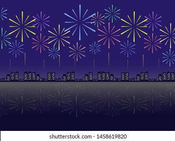Illustration of fireworks display in Japan