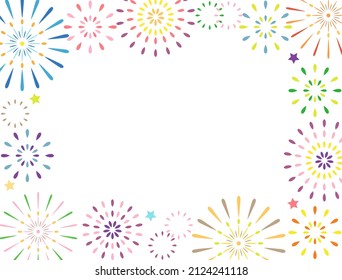 Es una ilustración con fuegos artificiales como marco.