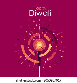 Illustration of fireworks. Greetings for Diwali festival