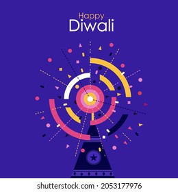 Illustration of fireworks. Greetings for Diwali festival