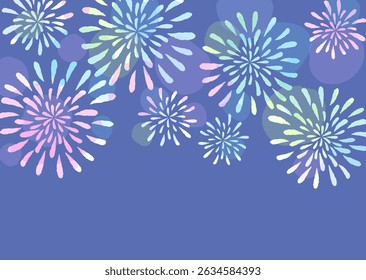 An illustration of fireworks as seen in traditional Japanese summer fabric patterns