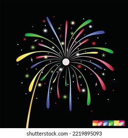 Illustration of fireworks that have beautiful colors at night. Used for events such as new year, Eid and several other events