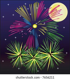 Illustration of Fireworks - Vector