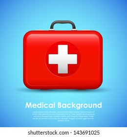 illustration of first aid box on medical background