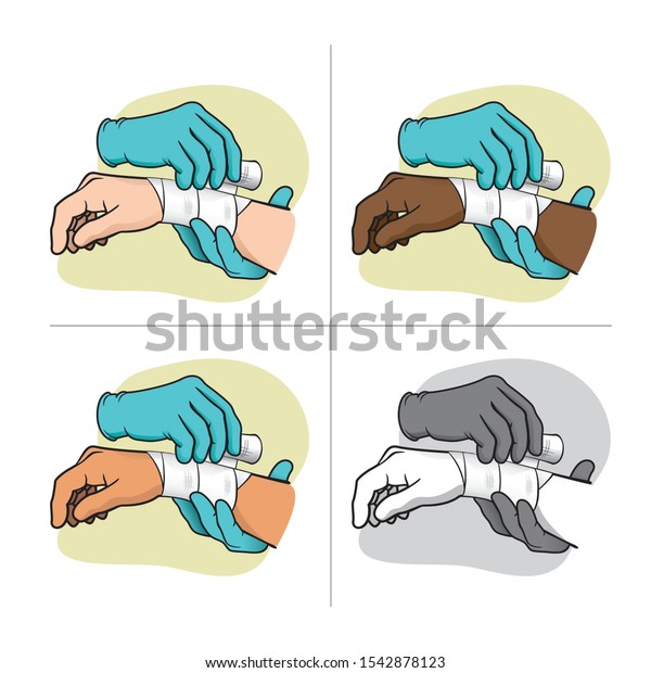 Illustration First Aid Hands Doing Dressing Stock Vector (Royalty Free ...