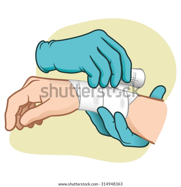 Illustration First Aid Hands Doing Dressing Stock Vector (Royalty Free ...