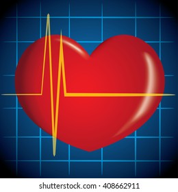 Illustration is first aid, icon heart, heart attack, CPR. Ideal for relief tutorials and medical manuals