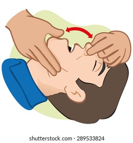 Illustration First Aid person opening the mouth clearing airway. Ideal for catalogs, informative and medical guides