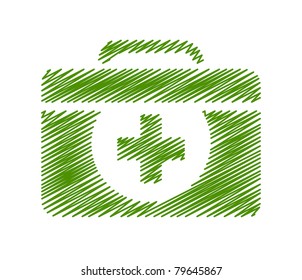 illustration of First aid symbol with isolated on green background