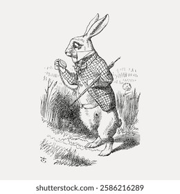 Illustration of the first page of Alice's Adventures in Wonderland (1865) by John Tenniel, isolated vector element