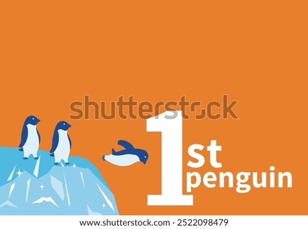 Illustration of the first penguin jumping
