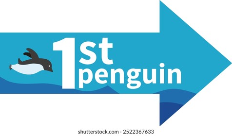 Ilustración del primer pingüino saltando al mar