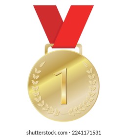 Illustration of the first place gold medal with laurel.