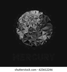 Illustration of the first planet in the solar system. Planet Mercury. Earth planet in the solar system without the atmosphere. Vector abstract planet Mercury.