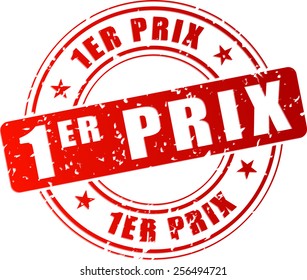 illustration of first price red stamp (french translation)