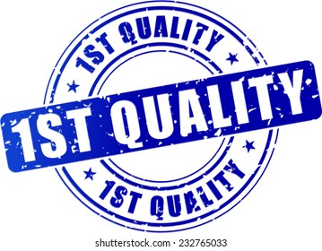 illustration of first quality blue stamp design icon