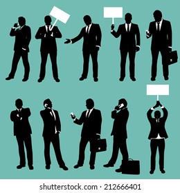 illustration of first set of businessmen in different situations