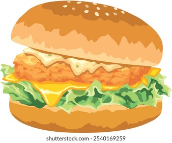 It is an illustration of a fish burger.