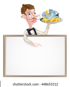 An Illustration of a Fish and Chips Restaurant Menu Signboard