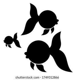 illustration of a fish, circular in shape. isolated silhouette against a white background