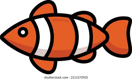 Ilustración de peces, vector de ícono de pez payaso. Icono de la vida marina o animal.