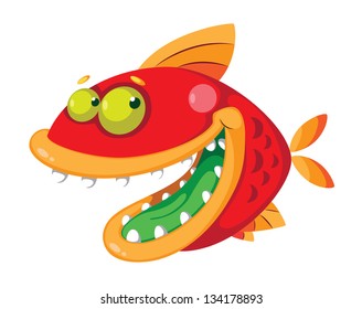 illustration of a fish crazy