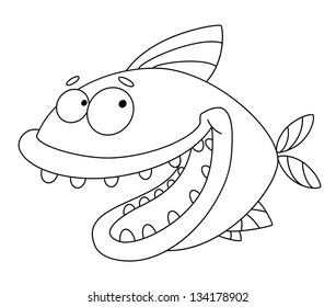 Illustration Fish Crazy Outlined Stock Vector (Royalty Free) 134178902 ...