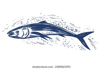 Illustration of a fish, hand drawn
