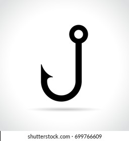 Illustration Of Fish Hook Icon On White Background