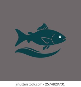 illustration of fish icon and background 