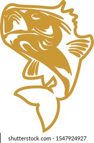 illustration of fish icon, sticker,tshirt print, vector illustration