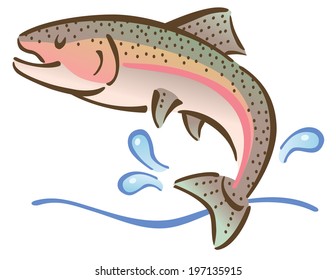 Illustration of a fish jumping out of water.