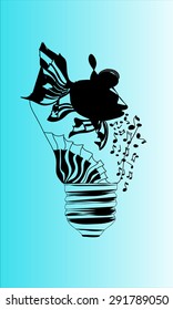 Illustration of fish in light bulb