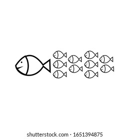 Illustration of fish in line style. ten cubs. Design elements for logos, labels, signs, emblems, posters. Vector illustration